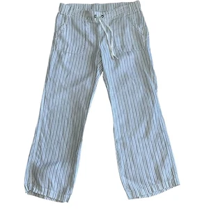 Pantalone Athleta Cabo lino gamba larga bianco grigio tasche pull-on coulisse tg 14 - Foto 1 di 9