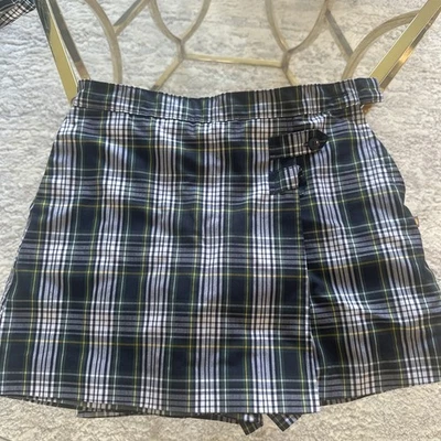 Dennis School Uniform Girl Green Navy Yellow Campbell Plaid Skort Skirt 14 - Imagem 1 de 4