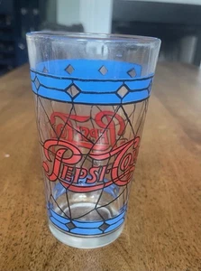 Vintage 70er Jahre Pepsi-Cola Tiffany Stil Buntglas Sammler Becher Tasse - Bild 1 von 1