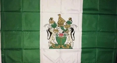 OLD RHODESIAN FLAG (ZIMBABWE) RHODESIA 1968-1979 COAT OF ARMS 3 x 5ft AFRICA - Image 1 of 2