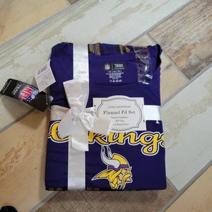 NWT Minnesota Vikings NFL Lodge SS Women's Flannel Pajama Set Sz. XL NEW - Picture 1 of 3