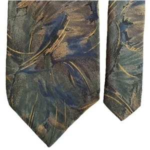 Conte Di Milano Herren Krawatte Jacquard Seide grün creme schwarz abstrakt 3,75 "x58" gebraucht, in einwandfreiem Zustand - Bild 1 von 9