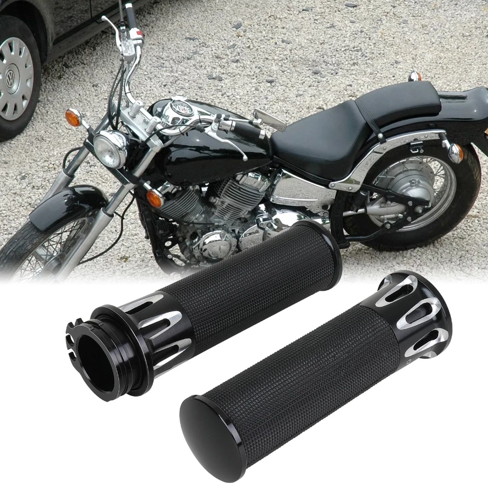For Yamaha V-Star 650 950 1100 1300 Motorbike 1" HandleBar Hand Grips w/Throttle - Image 1 of 4