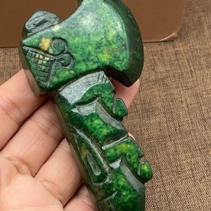 Ciondolo ascia di giada Xiuyu vecchia giada bi intaglio ornamento da collezione - Foto 1 di 11