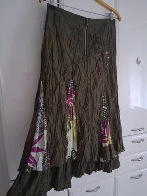 Schicker Damen Rock Lagenlook Crinkle-Rock A-Linie in Khaki von Biba Gr. 36 S - Bild 1 von 4