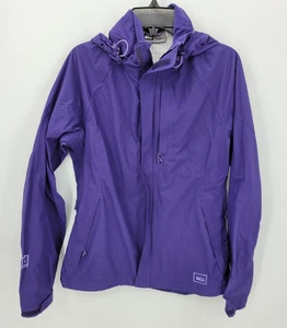 REI Jacket Womens XS Purple Zip Up Hooded Rain Jacket Lightweight Outerwear - Picture 1 of 10