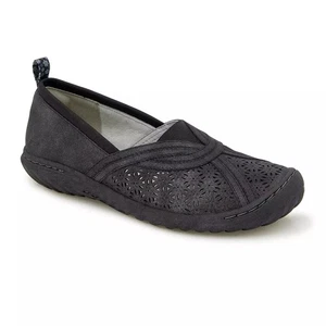 JBU Women Florida Slip On Flat Shoe Size US 11M Black Shimmer Floral Perforation - Picture 1 of 5
