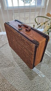 Vintage Material Lined Rattan Nesting Display Suitcase - Picture 1 of 9