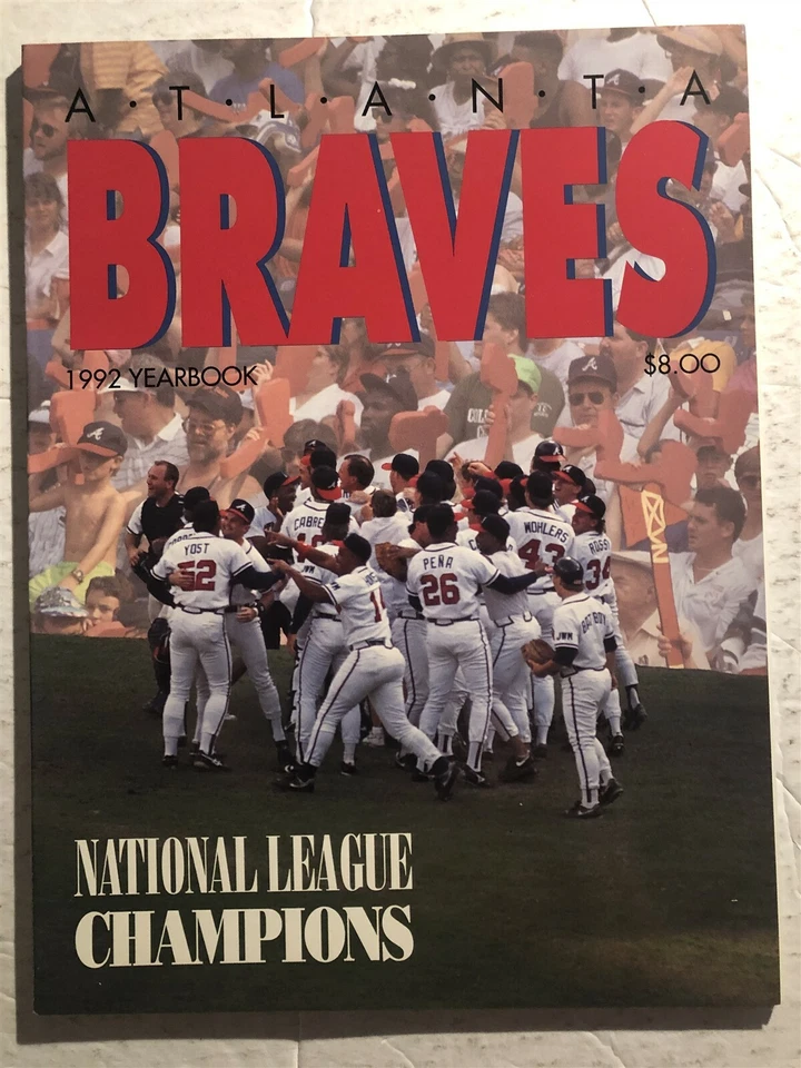 1992 ATLANTA BRAVES Yearbook BOBBY COX Tom GLAVINE John SMOLTZ Free Shipping - Image 1 of 1