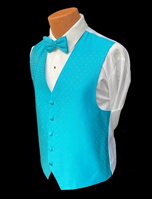 Men's Ralph Lauren Tropic Tuxedo Vest & Tie Aqua Blue Green Free Shipping - Image 1 of 2