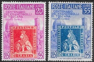 ITALY SG779/80 1951 STAMP CENTENARY SET MNH (p) - Picture 1 of 1