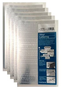 Chartpak 1/4-inch Silver Stick-on Vinyl Letters & Numbers (01009), 5 PACKS - Picture 1 of 1