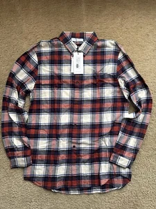 John Elliott Brushed Flannel Button Up Red x Navy Plaid Sz 5 | XXL - Picture 1 of 9