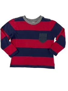 Hanna Andersson Striped Shirt Boys 4 100 Top Blue Red School Freddy Play Preppy - Picture 1 of 6