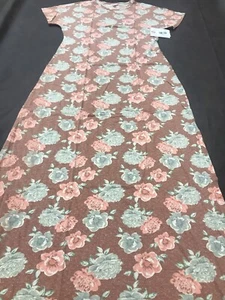 Lularoe Maria Dress 🦄 Pink Blush Gray Roses Floral Maxi Long 3XL 26/28 24/26 - Picture 1 of 16