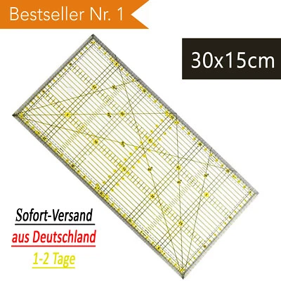 Schneiderlineal 30 x 15 cm Patchwork Transparentes Universal Lineal Quilt Bastel - Bild 1 von 4