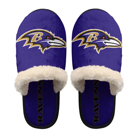 Baltimore Ravens Fuzzy Slippers Winter Warm Anti-slip Bedroom House Shoes Gift Cover
