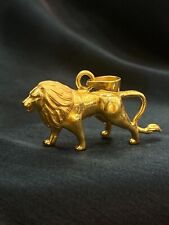 Classy Handmade Men's Solid 3D King Lion Pendant In Fine 22K Yellow Gold