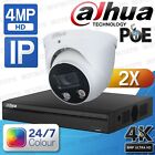 4MP COLORVU IP CCTV SYSTEM NVR KIT DAHUA DAY/NIGHT 24/7 COLOUR POE BUILT IN MIC