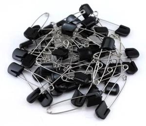 50pcs Black Plastic Head Baby Safety Pins Safety Locking Baby Cloth Diaper Nappy - Picture 1 of 5