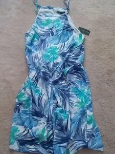 Ralph Lauren NWT $165.00 Blue Halter Pockets  Drawstring Waist Romper Sz 10 - Picture 1 of 6