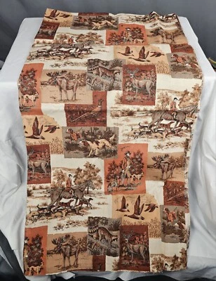 Material de colección tela pesada caza con perros caballos punteros ciervo alce 35"x66" Foto 1 de 4