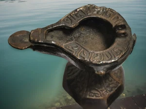 Old Ancient Middle Eastern Bronze Oil Lamp Incense Antique Rare - Picture 1 of 10