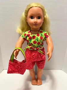 DOLL CLOTHES SUMMER OUTFIT SHORT AND TOP & BAG FITS AMERICAN GIRL & 18" DOLLS - Picture 1 of 2
