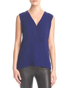THEORY Damen BLAU CROSSOVER SEIDE SHELL TOP ÄRMELLOSE BLUSE Large Neu mit Etikett - Bild 1 von 6
