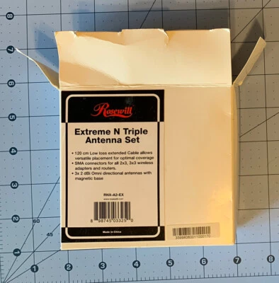 NEW! ROSEWILL EXTREME N TRIPLE ANTENNA 3X 2DBI OMNID ANTENNA W/ MAGNET - Image 1 of 4