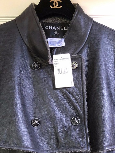 Cappotto Giacca Chanel Vintage 07A NUOVE ETICHETTE Ardesia SHEARLING LANA D'AGNELLO FR40 38 $12K