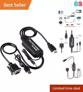 Convenient 6Ft VGA to HDMI Cable with 3.5mm Audio for Projector & Monitor - Picture 1 of 9