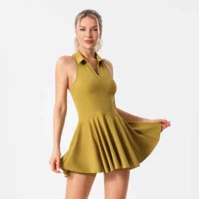 Mujeres Tenis Una Pieza Calce Ajustado Suave Deportes Golf Skorts Espalda Chándales Cruzados Foto 1 de 4