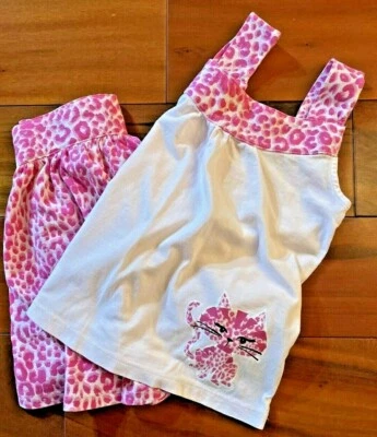 Top para niña Polly Flinders con falda rosa estampado animal con adorno de gato talla 7 Foto 1 de 4