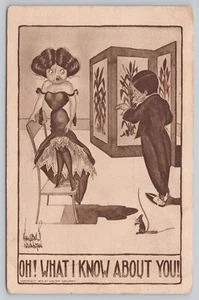 Comic Postcard, Walter Wellman, Sepia: Oh! What I Know About You! Woman, Mouse - Picture 1 of 2