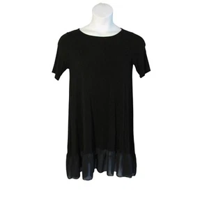 Agnes & Dora S Black Knit Tunic Shirt Top Sheer Ruffle Hem - Picture 1 of 3