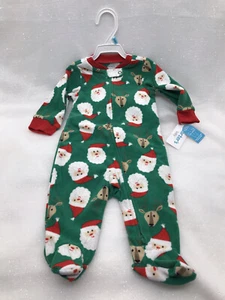 Carters Size 6M Sleeper Long Sleeve Santa Christmas Fleece Footed Zip Up Unisex - Picture 1 of 7