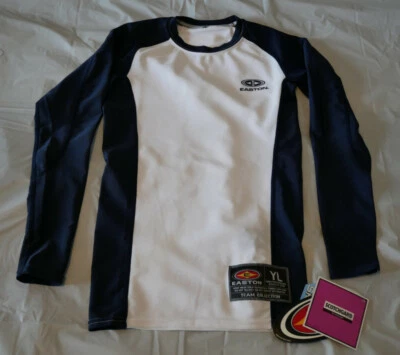 Easton Youth Boy Large (14.5in Pit to Pit/ Long 22in)  Bio-Dri  Shirt Navy/White - Image 1 of 4