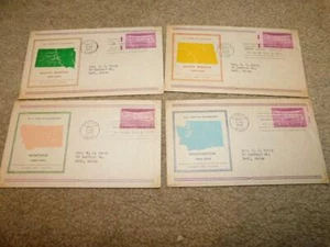 50 YEARS OF STATEHOOD FDC`S , S. DAKOTA, N. DAKOTA, MONTANA & WASHINGTON - Picture 1 of 1