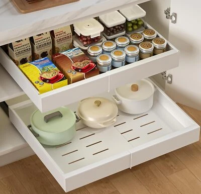CHENDY Expandable Pull Out Cabinet Organizer Slide Out Drawer Adjustable Width