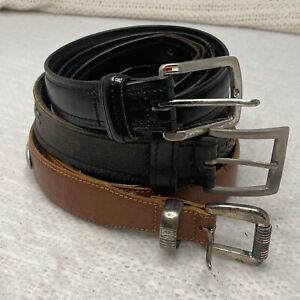 Lot Of 3 Old Vintage Leather Belts, Tommy Hilfiger, Unknown