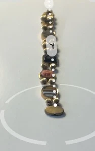 BEAUTIFUL 7” Vintage DETAILED STONE SLIDE BRACELET Gold Filled V - Picture 1 of 14