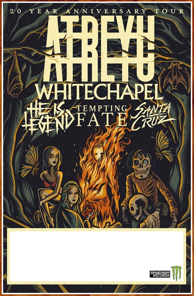 ATREYU | WHITECHAPEL | HE IS LEGEND 2019 Edición Limitada ¡Nuevo Póster de Gira RARO! Metal Rock Foto 1 de 1