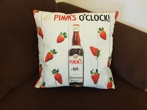 1 x Pimms O'Clock Linen Cushion Cover Pillow Case 18” 45x45cm Party Gift - Picture 1 of 8