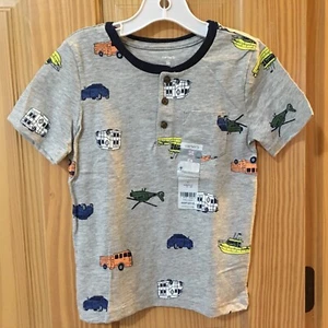 New Carter's Boys Rescue Vehicle Tee Shirt Top Toddler Gray 5T - Picture 1 of 1
