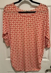 Stitch Fix Berner bedrucktes Dolmanärmel-Top, Damen Medium koralle Bluse - Bild 1 von 10