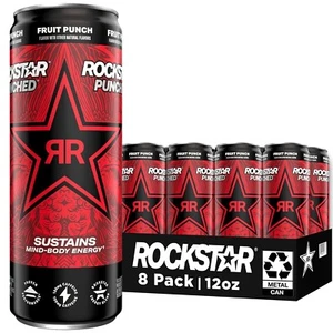 Rockstar Energy Drink, Fruit Punched, 12oz Sleek Cans (8 Pack) - Picture 1 of 1