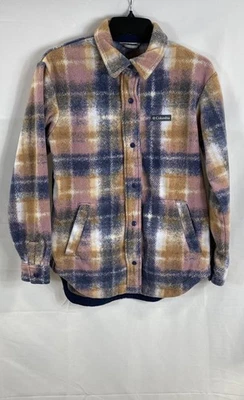Columbia Mujer Rosa Azul Cuadros Benton Springs Vellón Camisa Chaqueta Talla M Foto 1 de 4