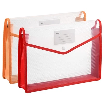 2 Pack A4 Plastic File Folders with Snap Closure, Red/Orange, Horizontal - Image 1 of 4