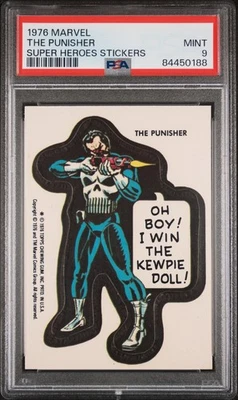 PSA 9 1976 Marvel The Punisher Rookie Card Super Heroes Stickers Comic Topps Hot - Image 1 of 2